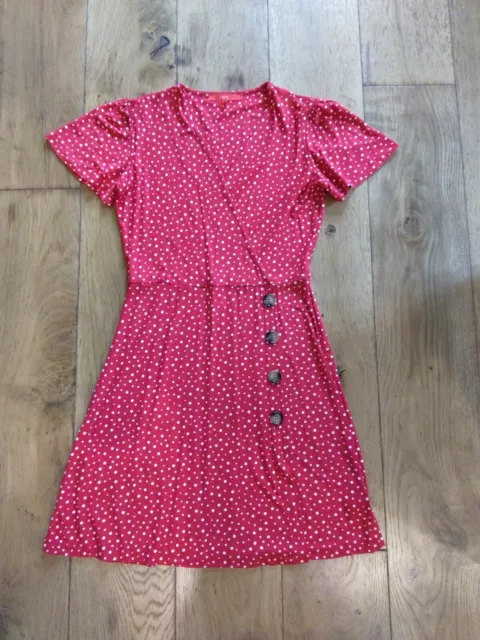 Ladies Next Polka Dot Red Summer Dress Cap Sleeve Size 8 NWOT