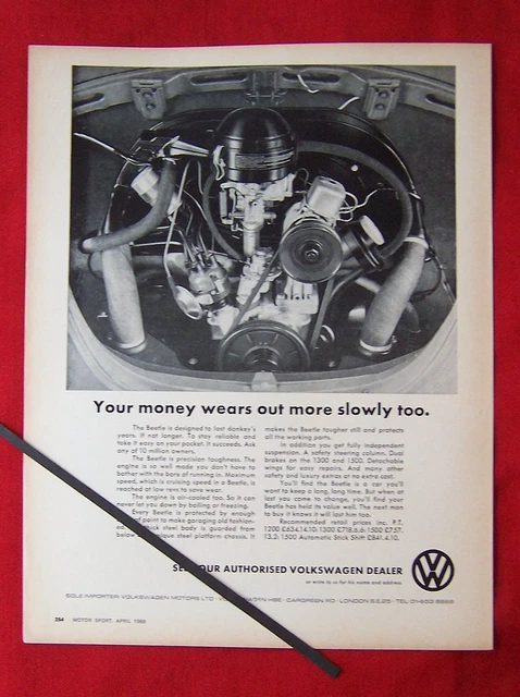 VOLKSWAGEN VW BEETLE Engine 1968 Original Vintage Press Advert £6.51 ...