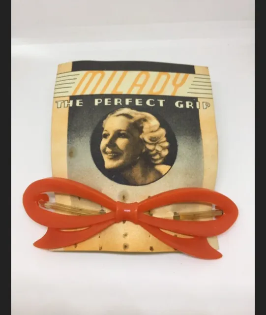JOB LOT X 10 Vintage 1950s large red bow hair clip barrette Deadstock Bulk Buy