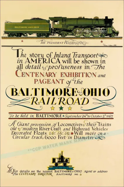 Baltimore & Ohio Railroad 1927 Centenary Pageant Vintage Poster Print Travel Art