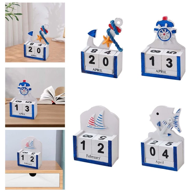 TISCHKALENDER AUS HOLZ, ewiger Klappkalender, Heimdekoration, ewiger