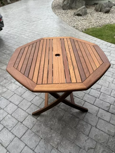 Hardwood Garden Table With Removable Top And Folding Legs