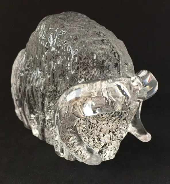 Swedish Crystal Glass "Orrefors" Large Heavy Bull Figurine/Paperweight Scandi