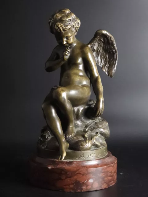 Bronze Skulptur Apres E. Falconet ~1890 " L`Amour Menucant "- Sign.