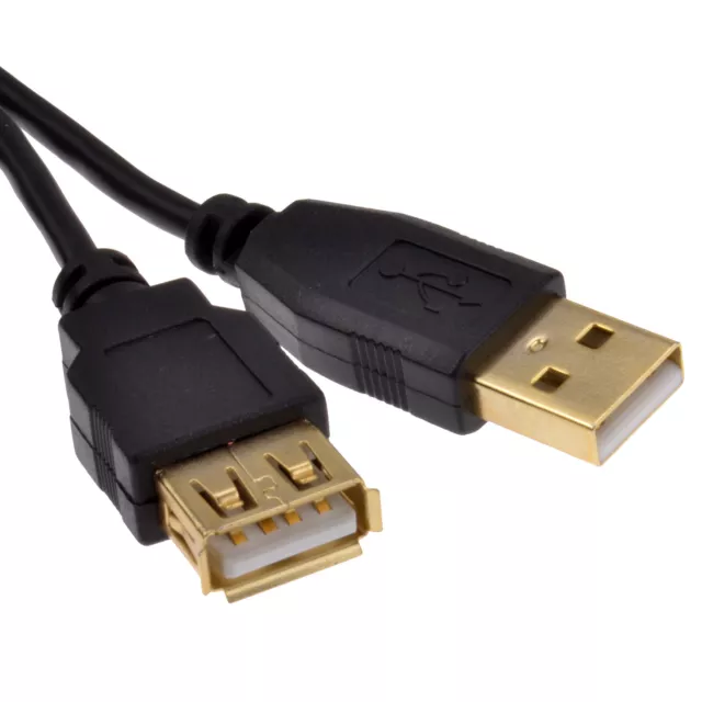 Or USB 2.0 24AWG Cuivre Câble Rallonge Prise A Pour 50cm/1m/2m/3M /5m