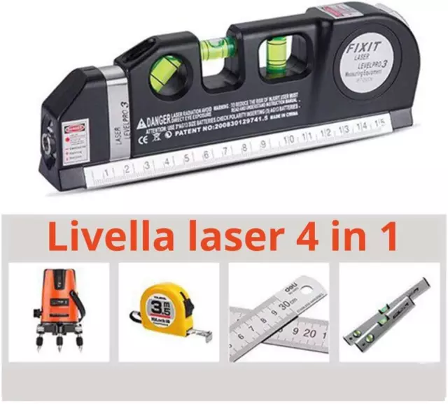 Livella Laser 4 in 1 Con Metro a Nastro, Multifunzionale, Laser Livellante Multi 3
