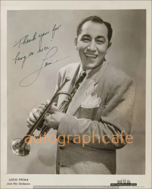 Louis Prima signiertes vorgedrucktes 10 x 8" Foto (Kopie des Originals)