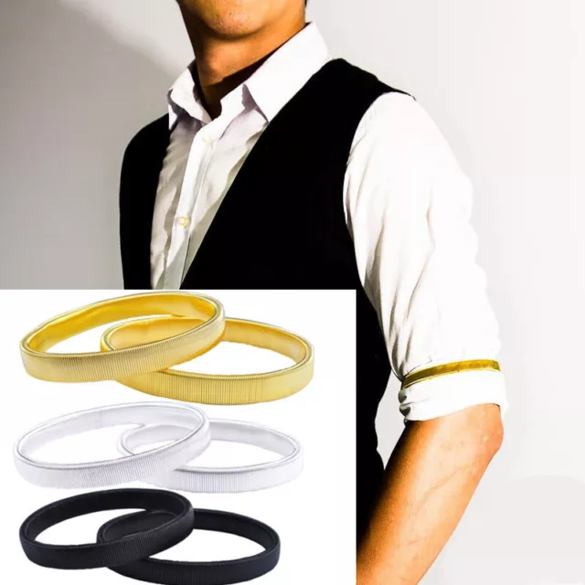 Ligas de manga de metal unisex para hombre con banda elástica para brazo camisa orificio ^EM