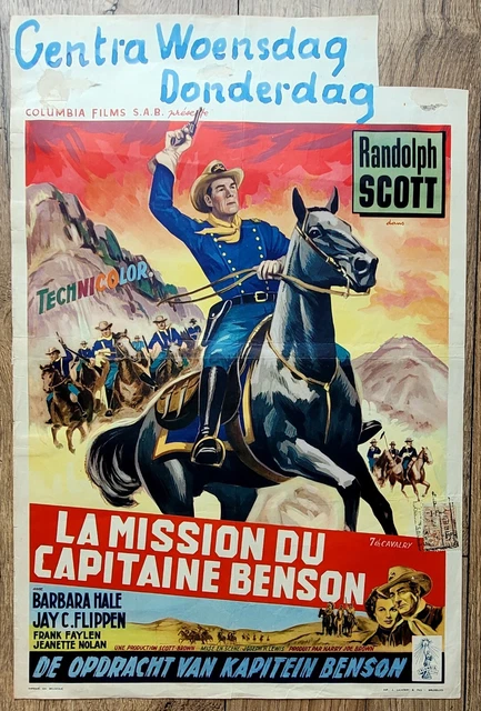 belgian poster western THE 7th CAVALRY, RANDOLPH SCOTT,  BARBARA HALE, indien
