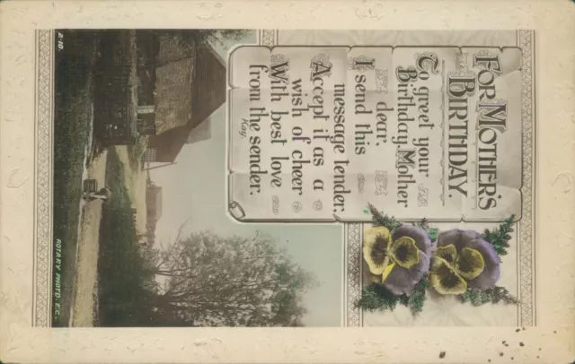 Real photo Birthday mother message and farm scene poem Rotary photo