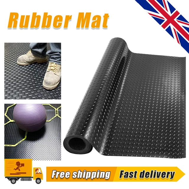 BLACK RUBBER MATTING Gym Garage Flooring Matting Heavy Duty Textured