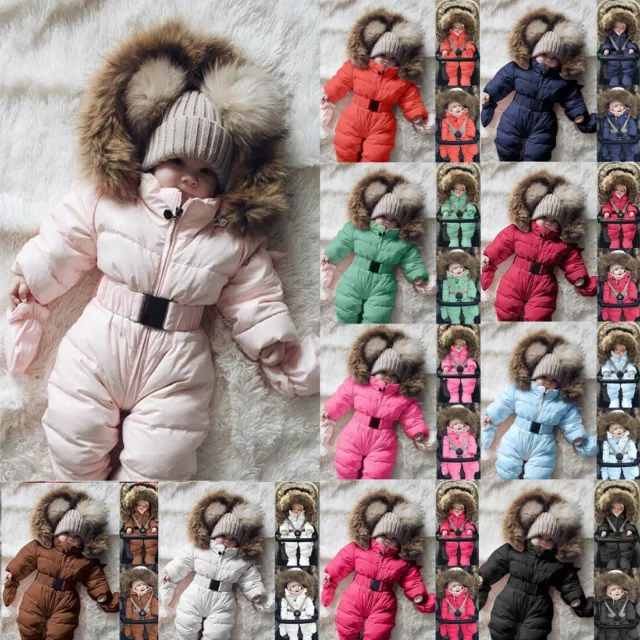 Baby Boy Girl Winter Coat Romper Jacket Hooded Jumpsuit Thick Outfit Outerwear