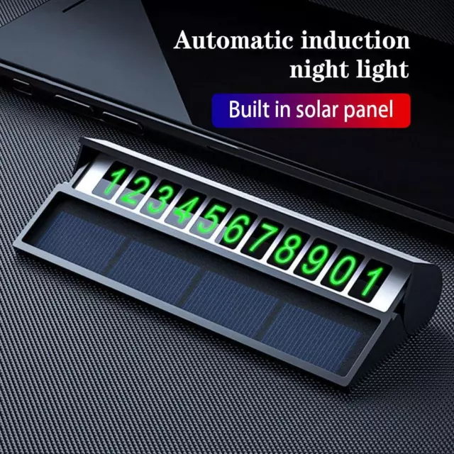 Luminous Solar Car Temporary Parking Card Phone Number Plate Stop Card Numbe E3