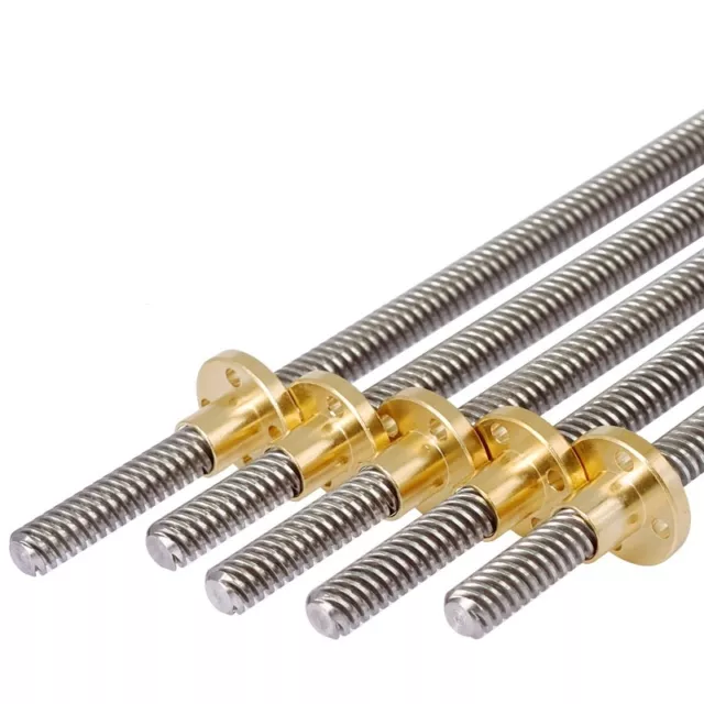 8mm T8x1 Lead Screw Trapezoidal Threaded Rod w/ Brass Nut L=100 - 550mm