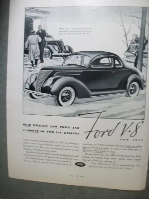 1937 Ford V-8 Coupe large mag car ad - doctor's housecall