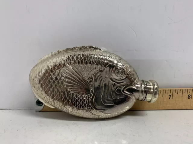Vintage Towle Silverplate 6” Fish Shaped Liquor Flask Pocket Decanter Flask A002