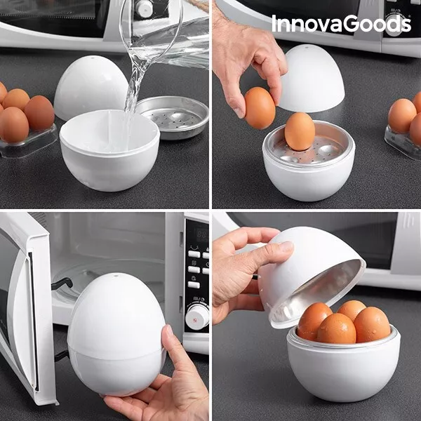 4 Cuoci Uova Microonde Sode Senza Guscio In Camicia Contenitori Egg Boil Cooker 3