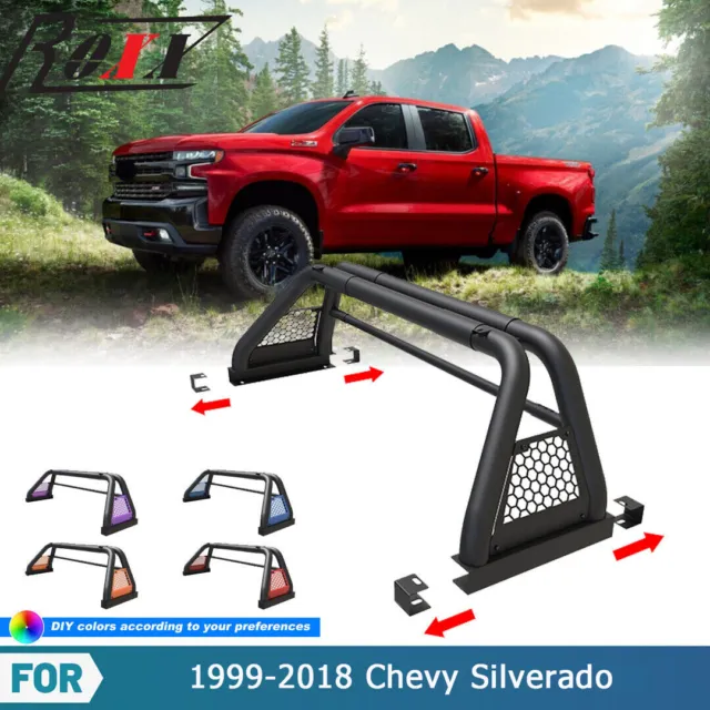 Adjustable Truck Roll Sport Bar Chase Rack Bed Bar For 1999-2018 Chevy Silverado