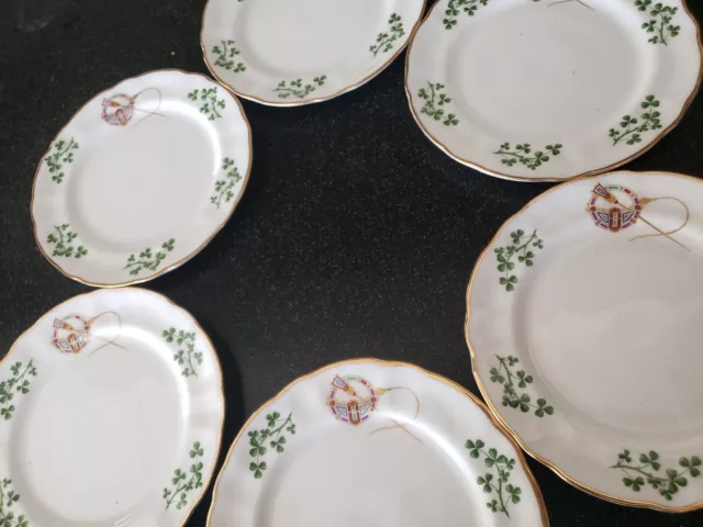 6 RARE Vintage ARKLOW IRELAND TARA BROOCH PLATES PLATE GREEN  SHAMROCKS  CELTIC