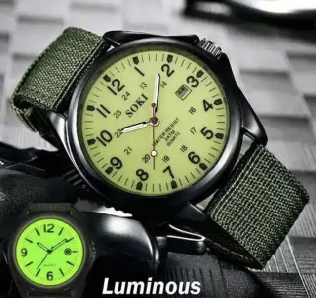 Swiss Army Military Watch Men’s Canvas Strap Analog Quartz Sport Wrist Gift UK