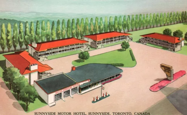 Sunnyside Motor Hotel Toronto Canada Vintage Advertising Postcard