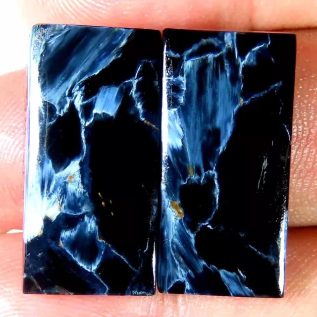 23.40Cts.100%Natural Blue Pietersite Matched Pair Octagon Cab 11x22x4mm Gems