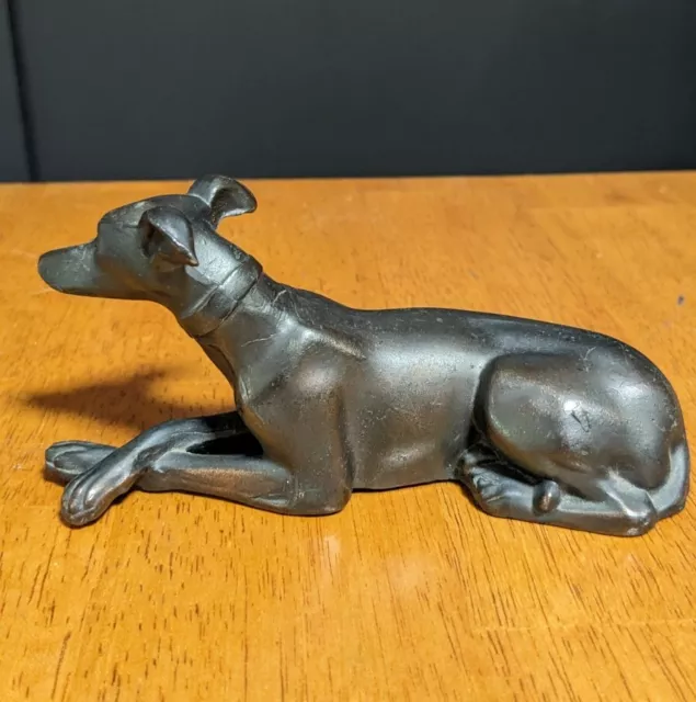 Vintage Hollow Cast Bronze Metal Spelter Great Dane Figurine 5 1/2" Long