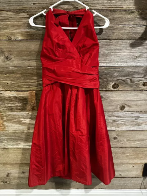 DONNA RICCO NEW York Red Midi Halter Dress Size 14 Pure Silk $27.77 ...