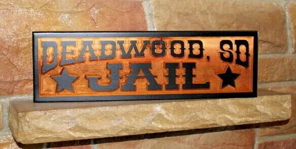 Western Jail Sign / Custom Carved Wood Wild West Style Signs / Old Town Jail