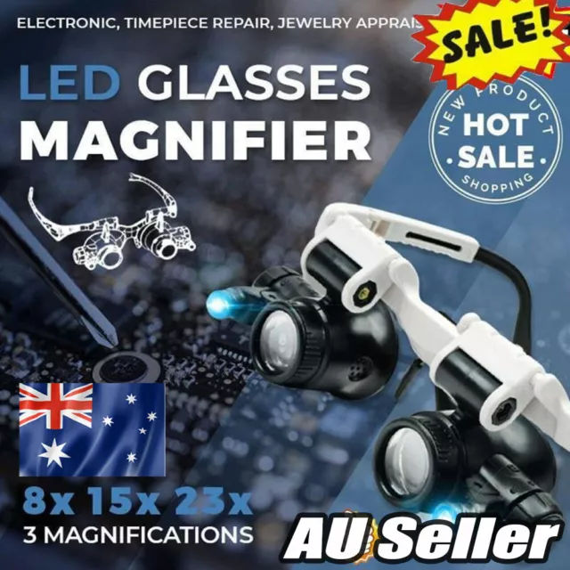 ADJUSTABLE READING GLASSES Magnifier For Reading Reparing $24.63 - PicClick  AU