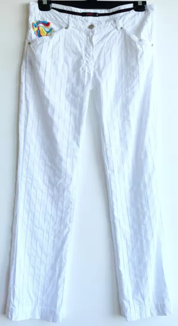 Pantaloni jeans sottili donna bianchi Versace Sport dritti estivi W 29 L 31,5