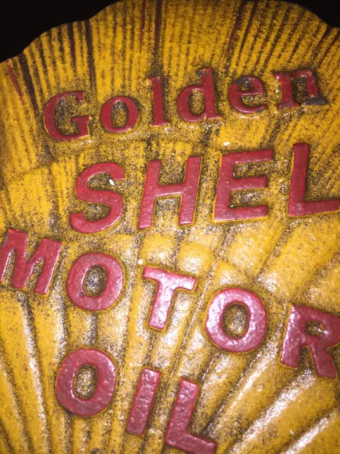 Cast Iron Shell Oil Sign Coal Gas Advertisement 1/4 inch HOTROD Plaque Collector 3