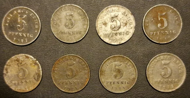 24-06-04 - Münzlot - Weimarer Republik - 8x 5 Pfennig