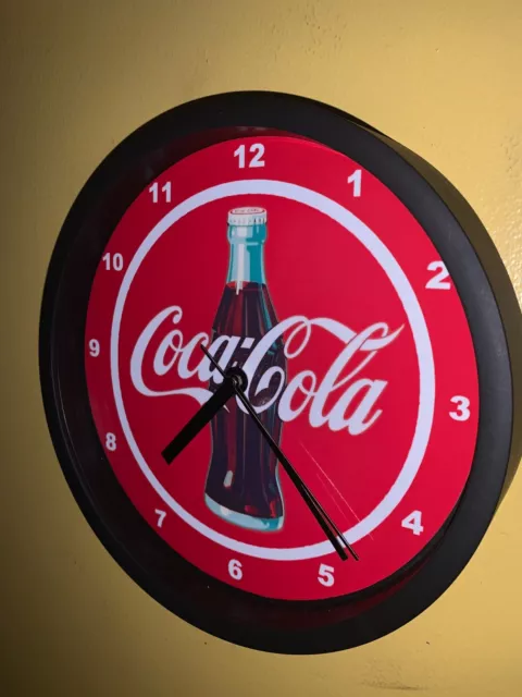 Coca Cola Bottle Soda Fountain Diner Kitchen Bar Man Cave Clock Advertising Sign