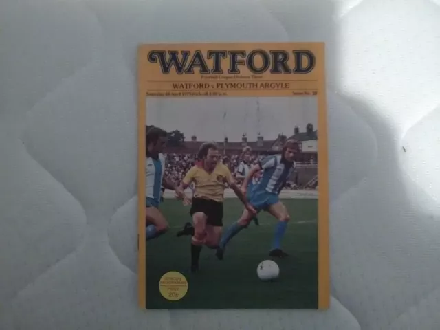 Watford v Plymouth argyle 78/79 div 3 programme in very good condition