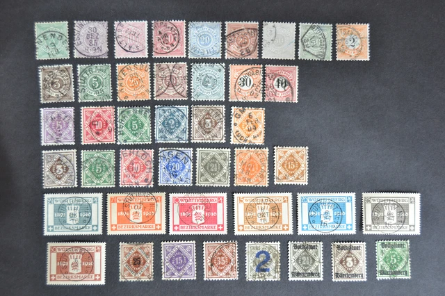 Altdeutschland Württemberg Sammlung  aus 1875 - 1923 gestempelt