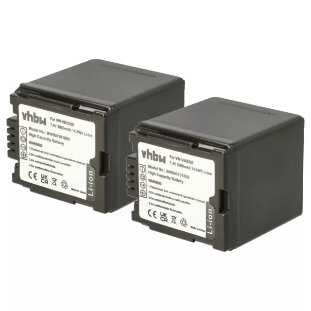 2x Batterie pour Panasonic HDC-DX1 HDC-HS20 HDC-HS200 HDC-HS100 2000mAh