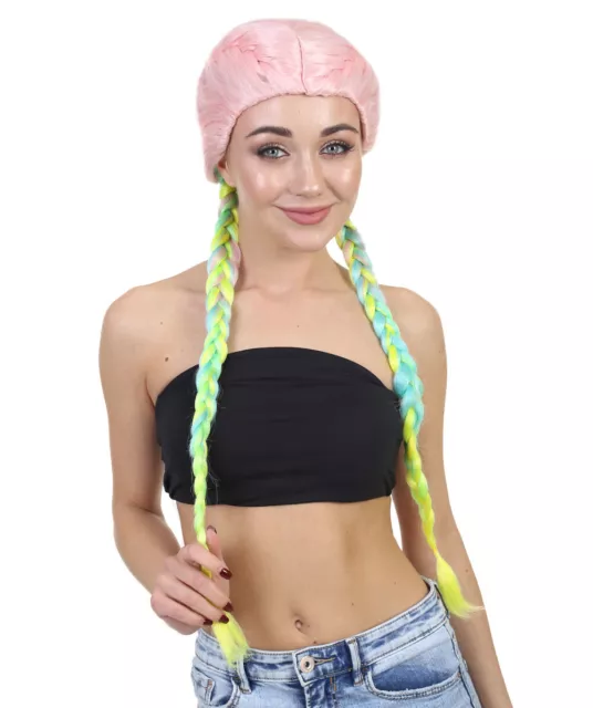 Celebrity inspired Womens Boxer Braid Wig, Cotton Candy Rainbow Celebrity Wig,