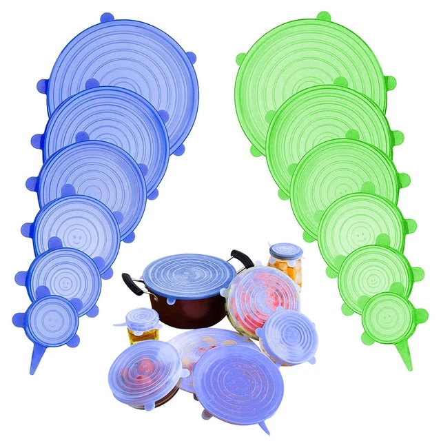 Silicone Stretch Lids, 12-Pck Reusable Silicone Lids, Food Covers For Food