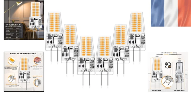 Lot De 10 Ampoules LED G4 1.5W 12V Blanc Chaud 3000K - Pour éclairage Basse Tension, Neuf