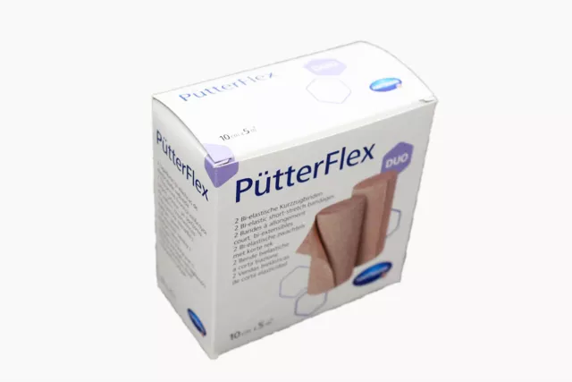 Pütter-Binde Flex Duo 10 cm x 5 m Verband dünne Kurzzugbinde (2 Stück) 931826