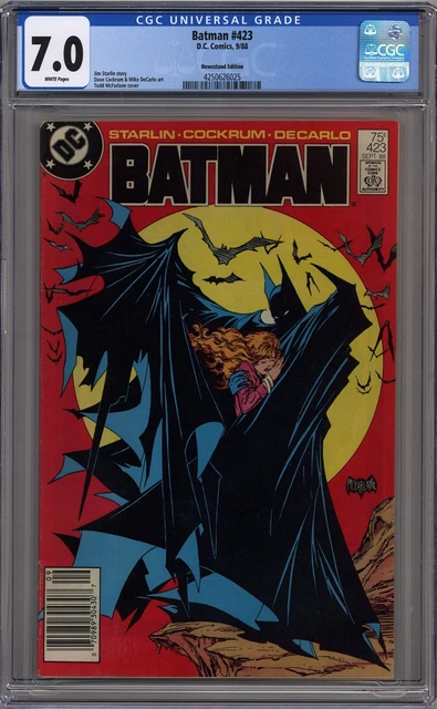 Batman #423 Cgc 7.0 Newsstand Edition White Pages Dc Comics 1988 Batman #423 Cgc 7.0 Newsstand Edition White Pages Dc Comics 1988