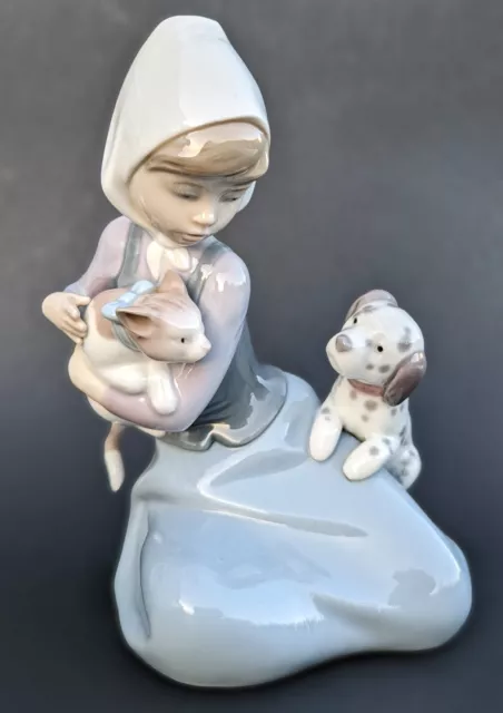 LLADRO Girl Cat Puppy Dog "Little Friskies" Dalmation Kitten Figurine #5032 MINT