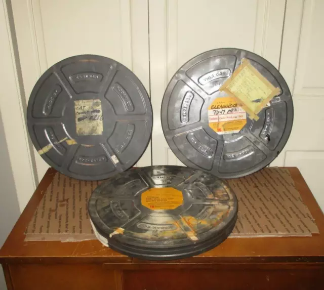 LOT Of 3: Vintage EMPTY THEATRE FILM REEL CANS Eastman Kodak (2 15", 1 14 1/2")