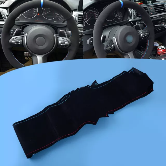 Soft Suede Steering Wheel Cover Wrap Fit For BMW F10 F12 F13 F30 F80 F82 F85 F86