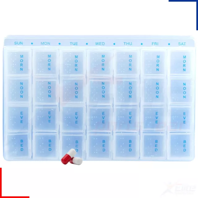 Weekly Pill Planner Storage Box Organiser Medicine Dispenser 28 Compartment