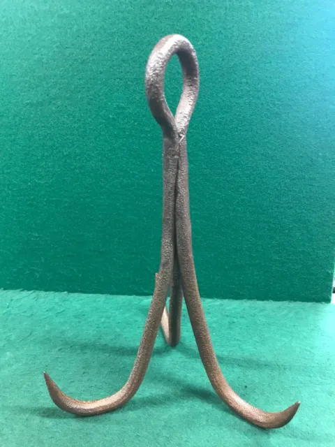Antique Early Large Hand Forged Grappling Hook / Meat Hook - Primitive Tool