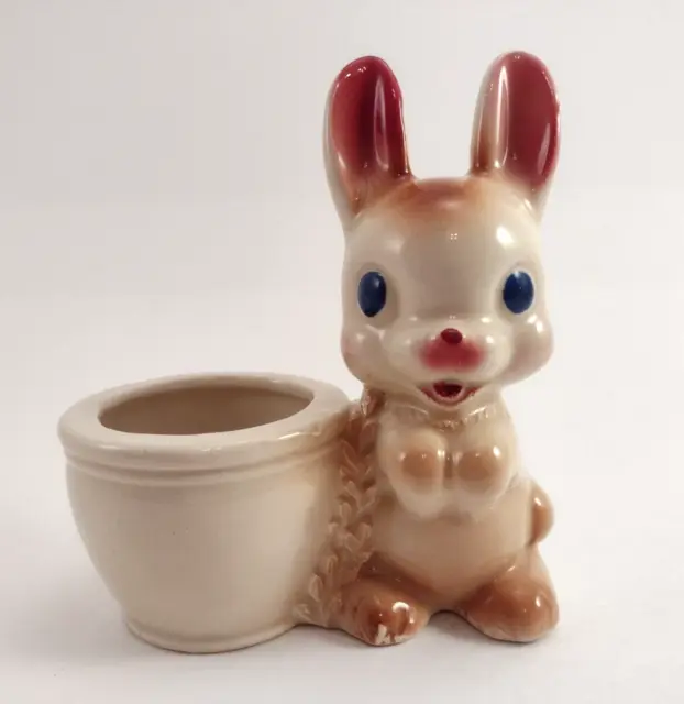 VTG Rempel Diamond Pottery 1950 Bunny Rabbit Figurine Ceramic Planter Easter