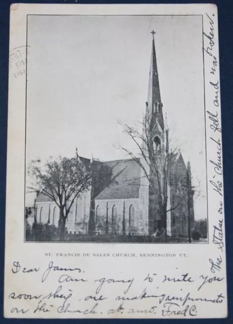 St. Francis De Sales Church, Bennington, VT Postcard 1906