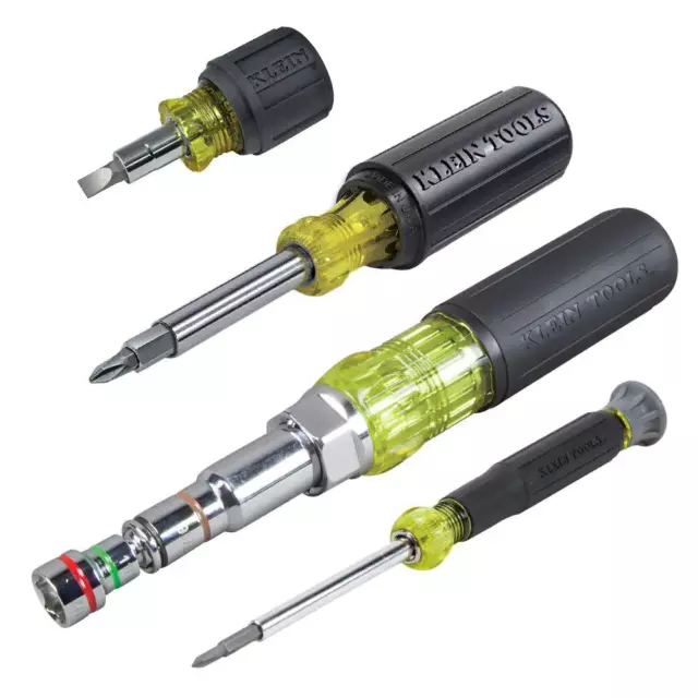 Klein Tools 4-Pc Multi-Bit Screwdriver/Nut Driver Tool Kit Durable Hand Tool